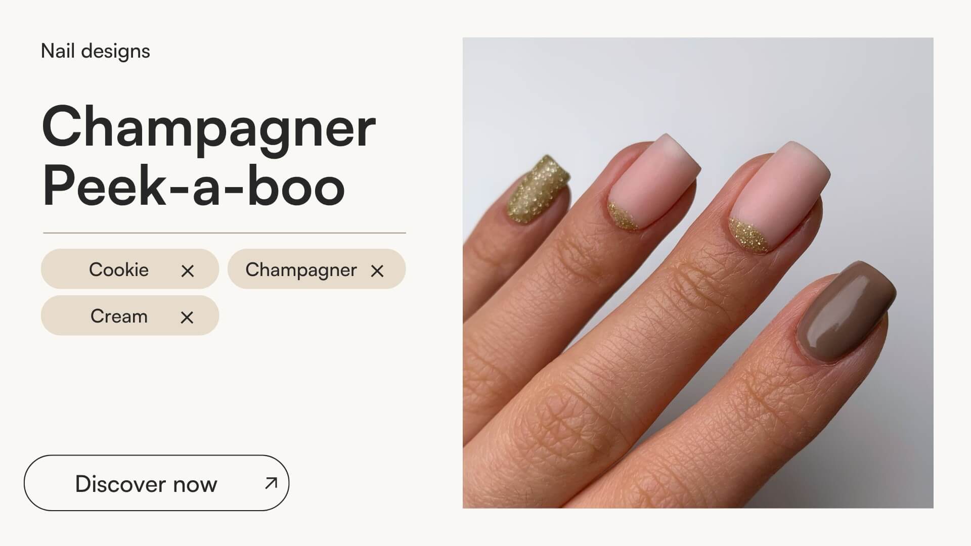Champagner Peek-a-boo Design - Doonails US