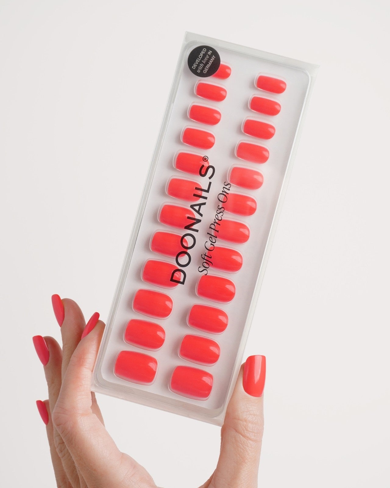 Sunset Coral Short Square Soft Gel Press Ons