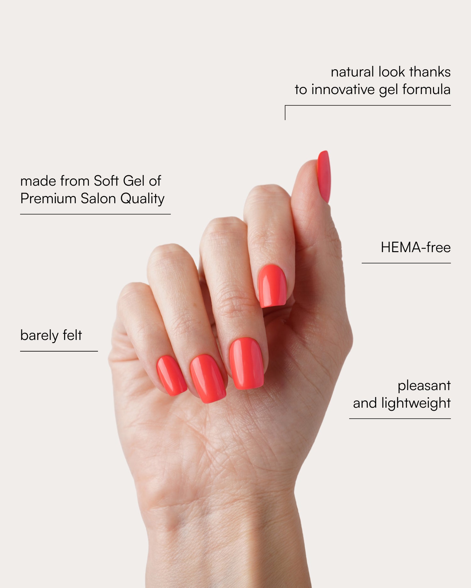 Sunset Coral Short Square Soft Gel Press Ons