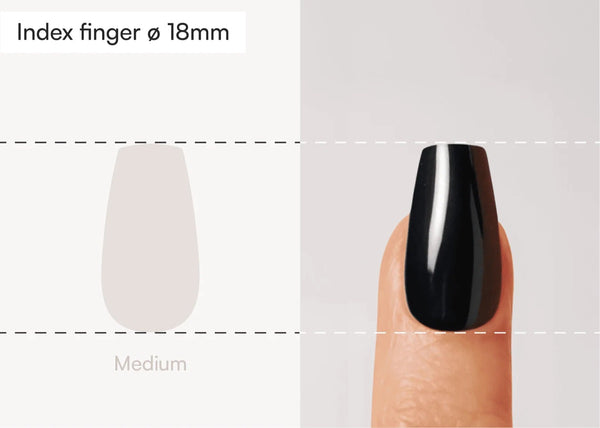Coffin press ons compared with a real finger