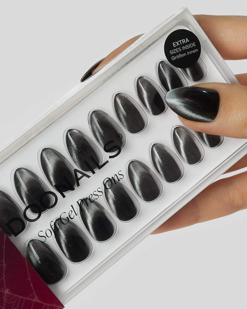 Limited Edition Black Cat Eye Short Almond Soft Gel Press Ons