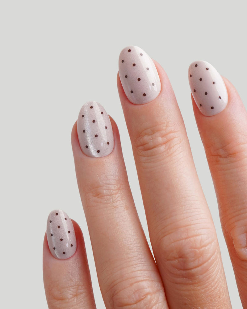 Blush Polka Dots Short Round Soft Gel Press Ons