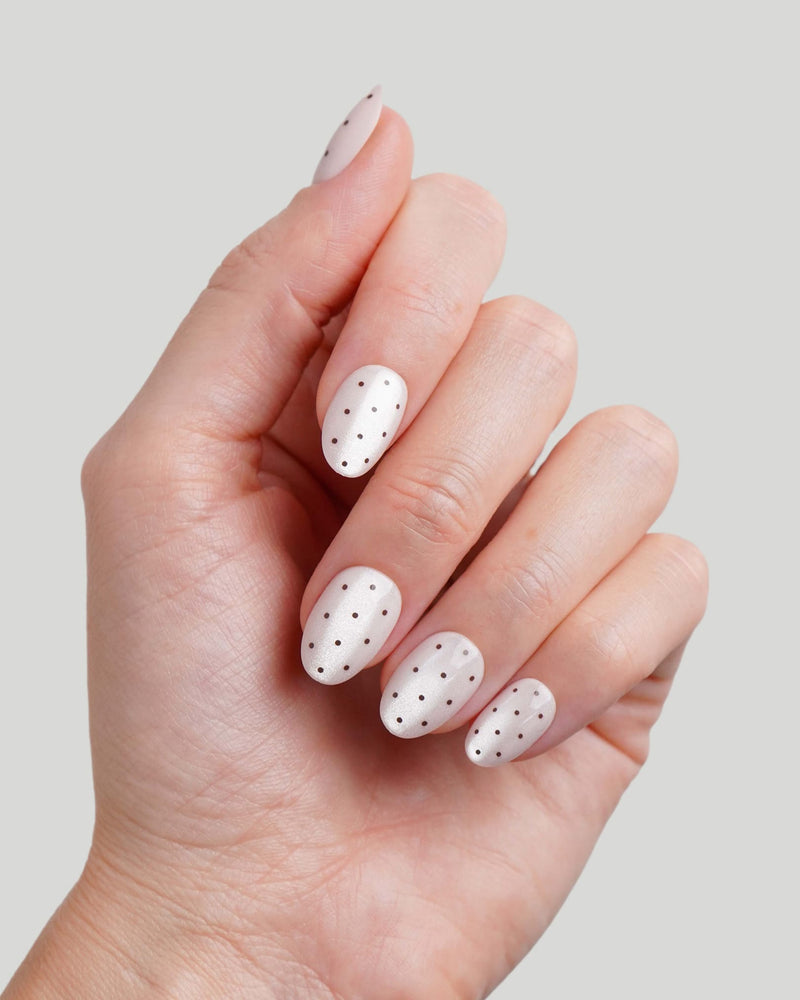 Blush Polka Dots Short Round Soft Gel Press Ons
