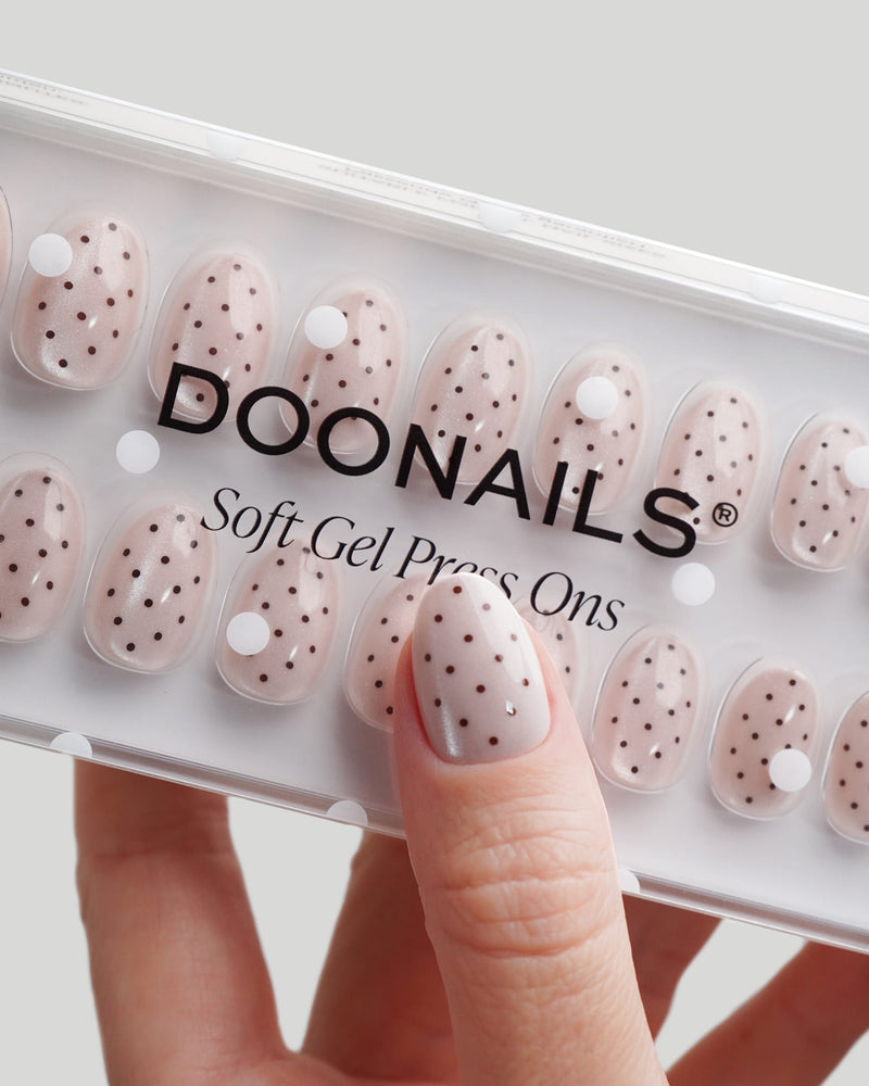 Blush Polka Dots Short Round Soft Gel Press Ons