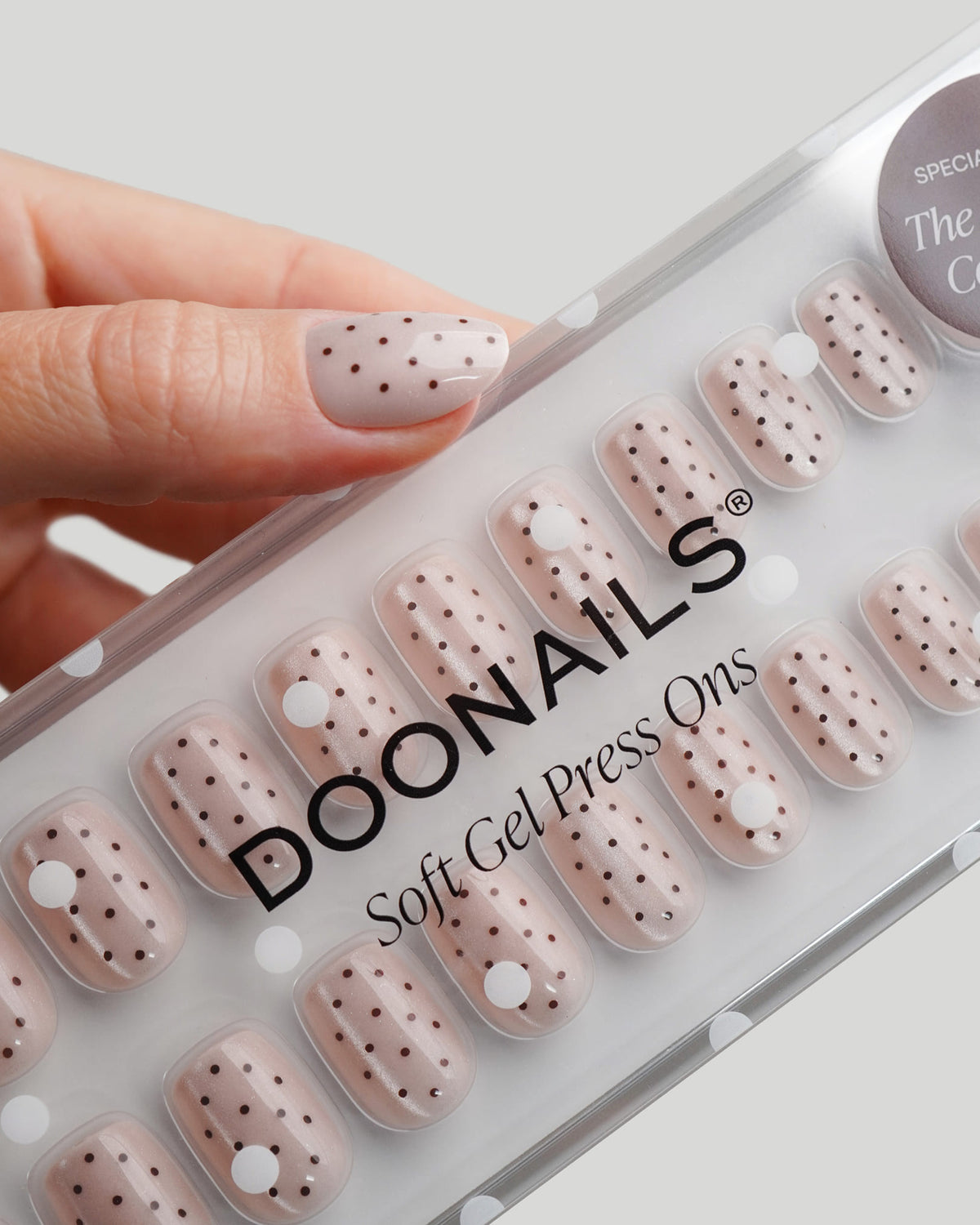 Blush Polka Dots Short Square Soft Gel Press Ons