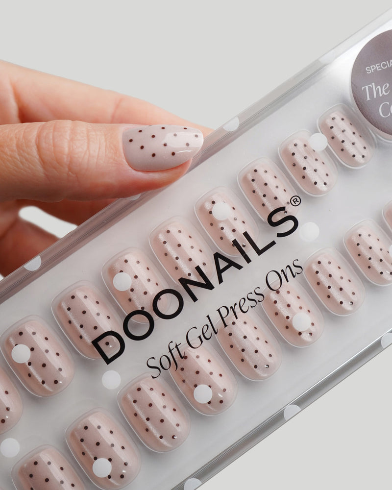 Blush Polka Dots Short Square Soft Gel Press Ons