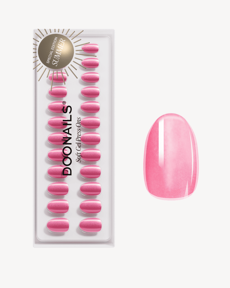 Glass Pink Cat Eye Short Round Soft Gel Press Ons