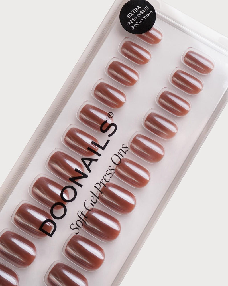 Glazed Chocolate Short Square Soft Gel Press Ons