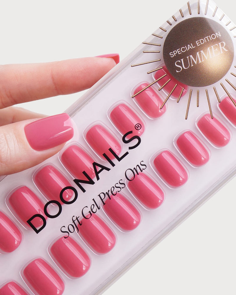 Hot Pink Short Square Soft Gel Press Ons