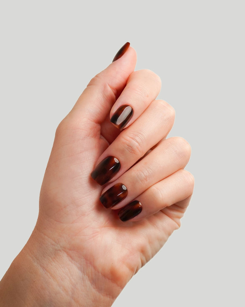 Mosaic Amber Short Square Soft Gel Press Ons