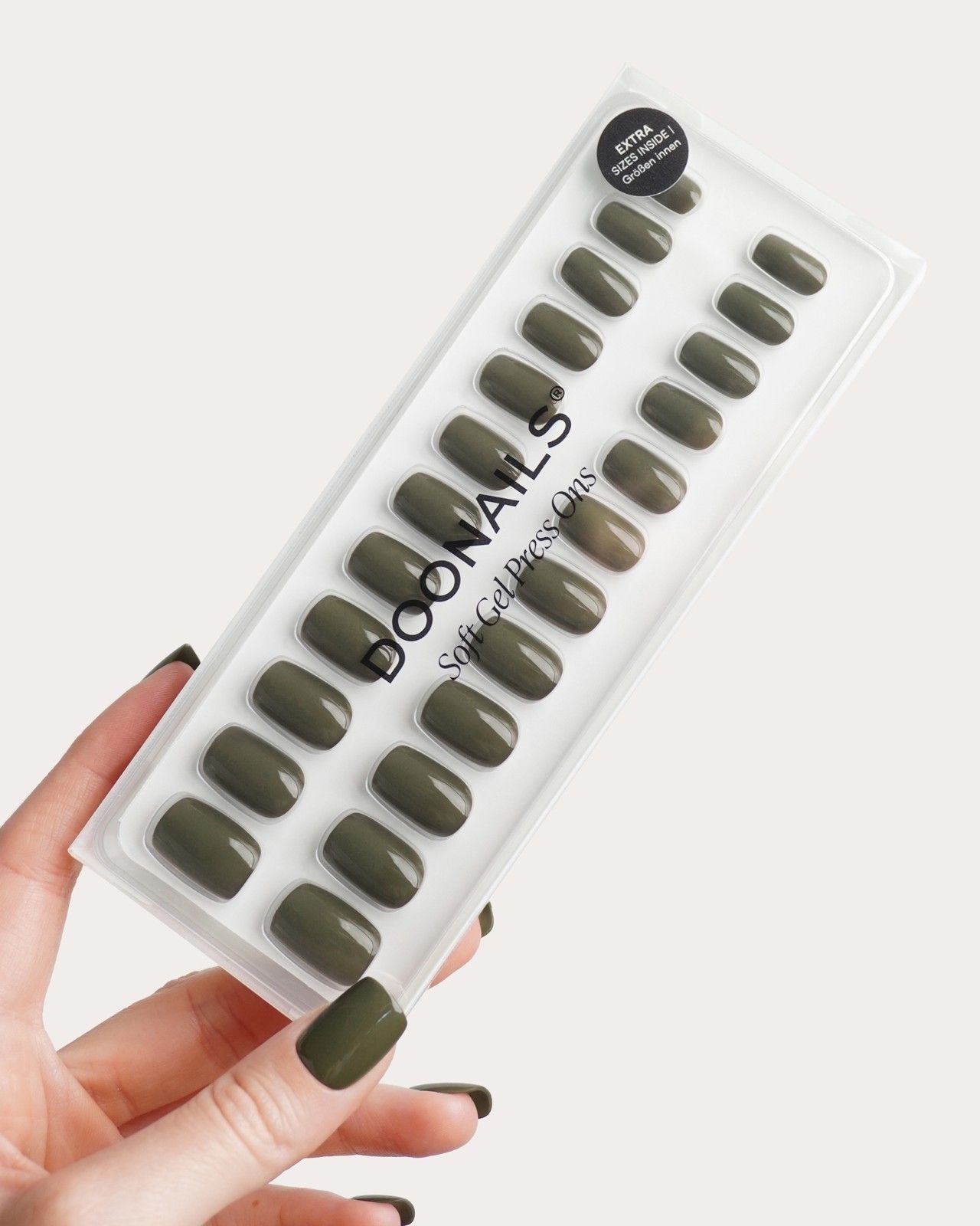 Moss Green Short Square Soft Gel Press Ons