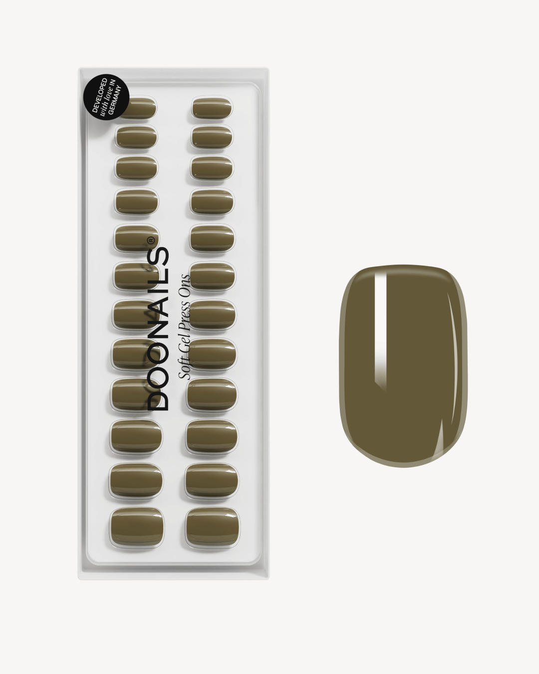Moss Green Short Square Soft Gel Press Ons