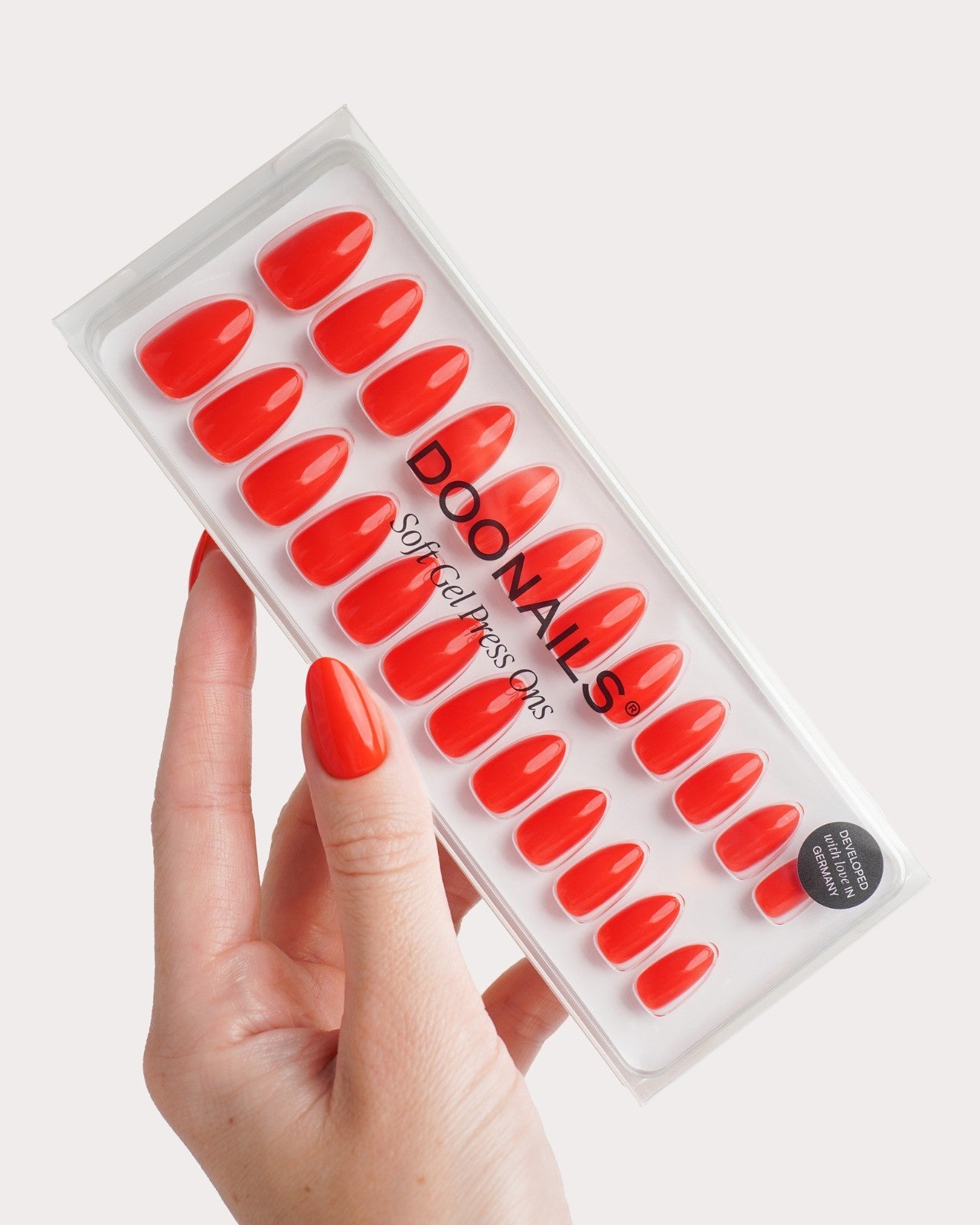 On Fire Short Almond Soft Gel Press Ons