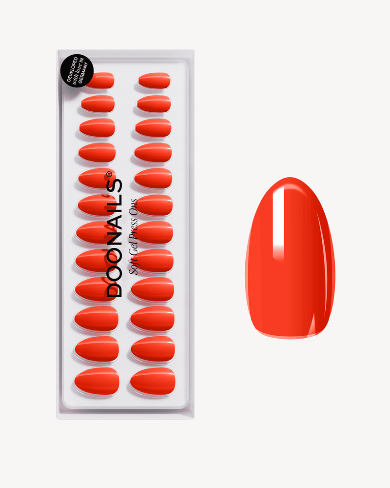 On Fire Short Almond Soft Gel Press Ons - USDoonails