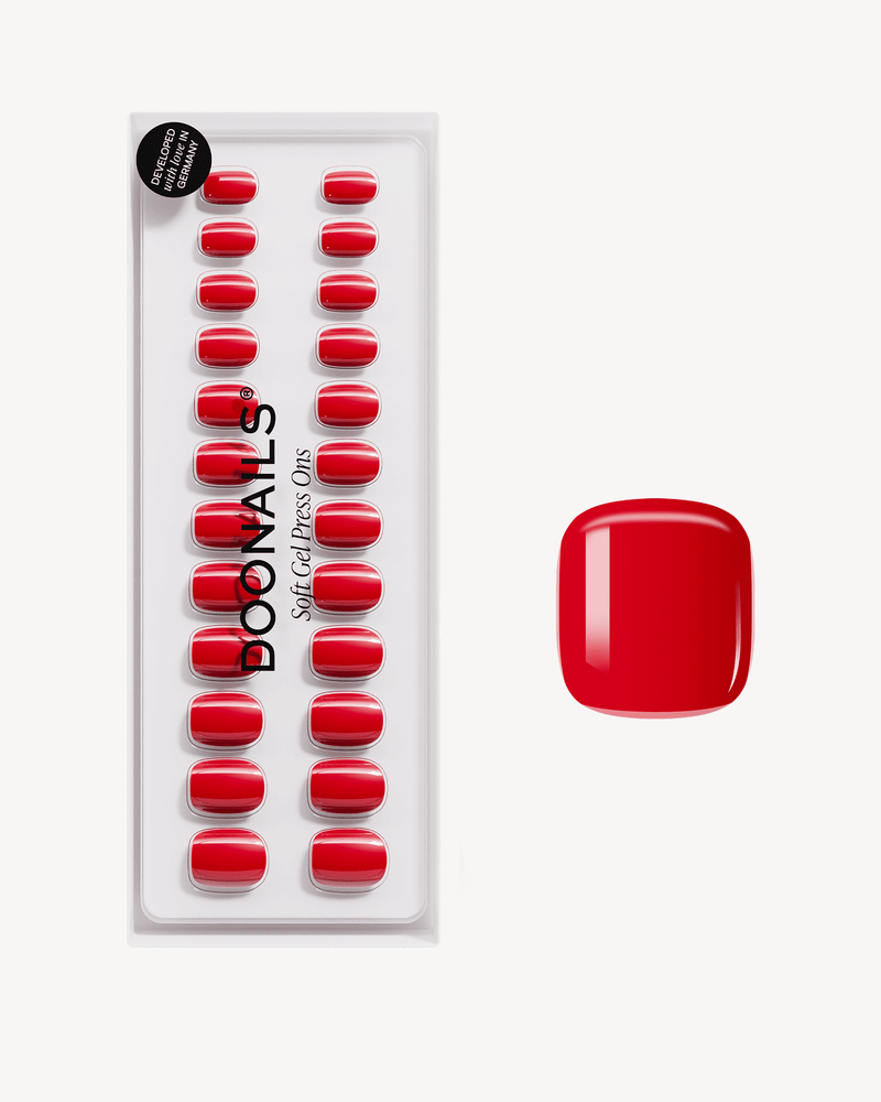 Rose Red Ultra Short Square Soft Gel Press Ons