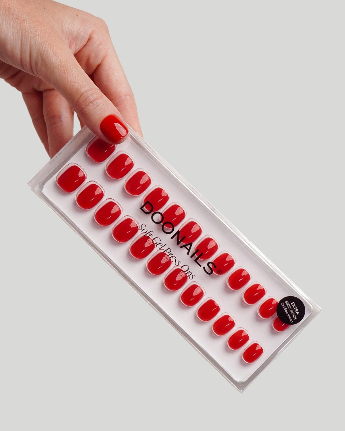 Rose Red Ultra Short Square Soft Gel Press Ons