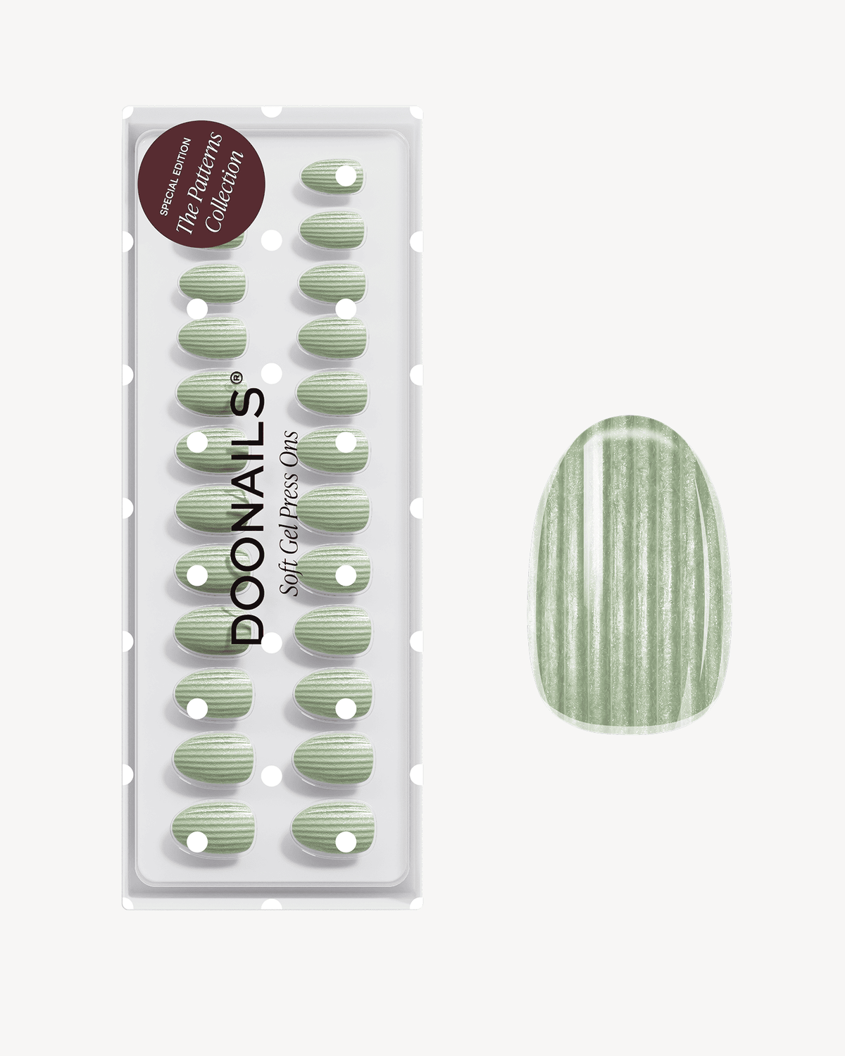 Sage Ribbed Short Round Soft Gel Press Ons