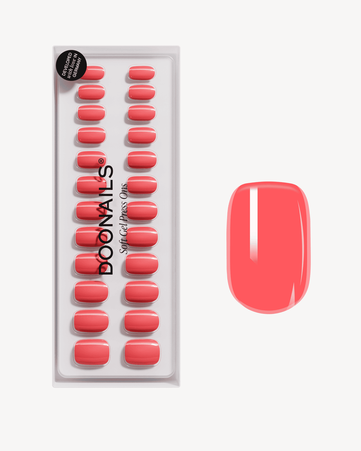 Sunset Coral Short Square Soft Gel Press Ons - US Doonails