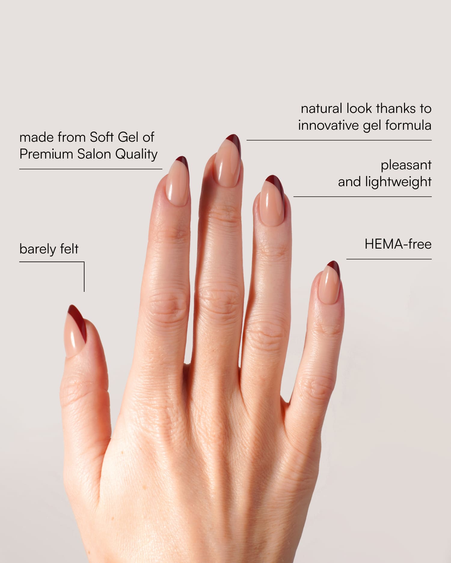 Red Slate French Short Almond Soft Gel Press Ons