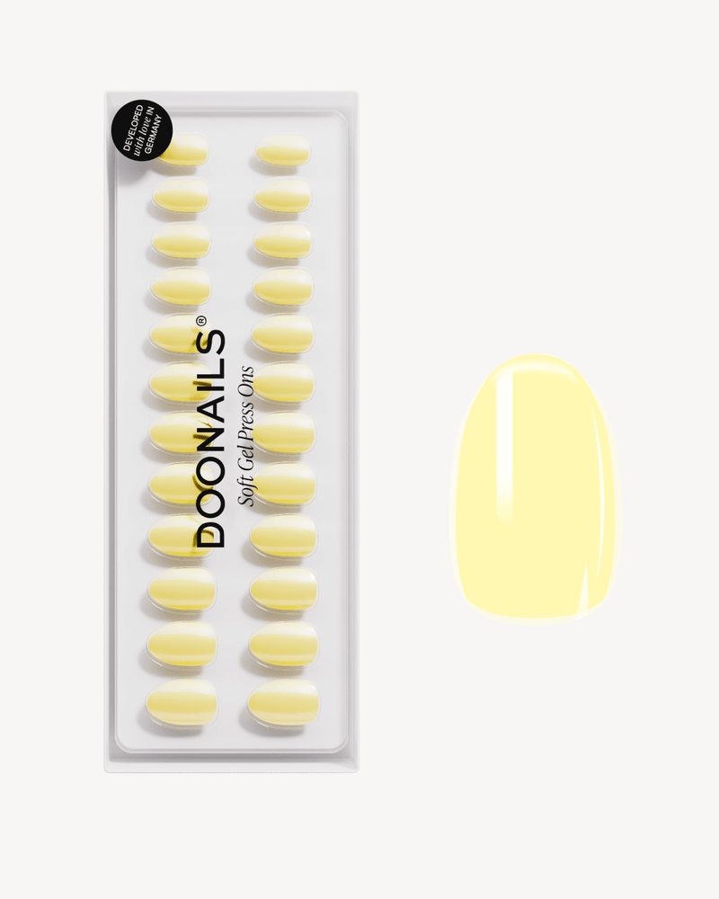 Lemon Sorbet Short Round Soft Gel Press Ons - US Doonails