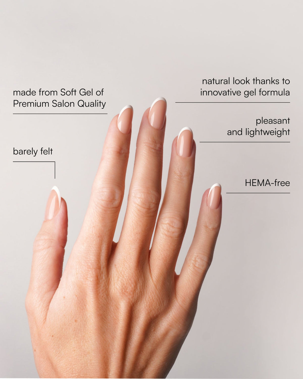 Classic French Medium Round Soft Gel Press Ons