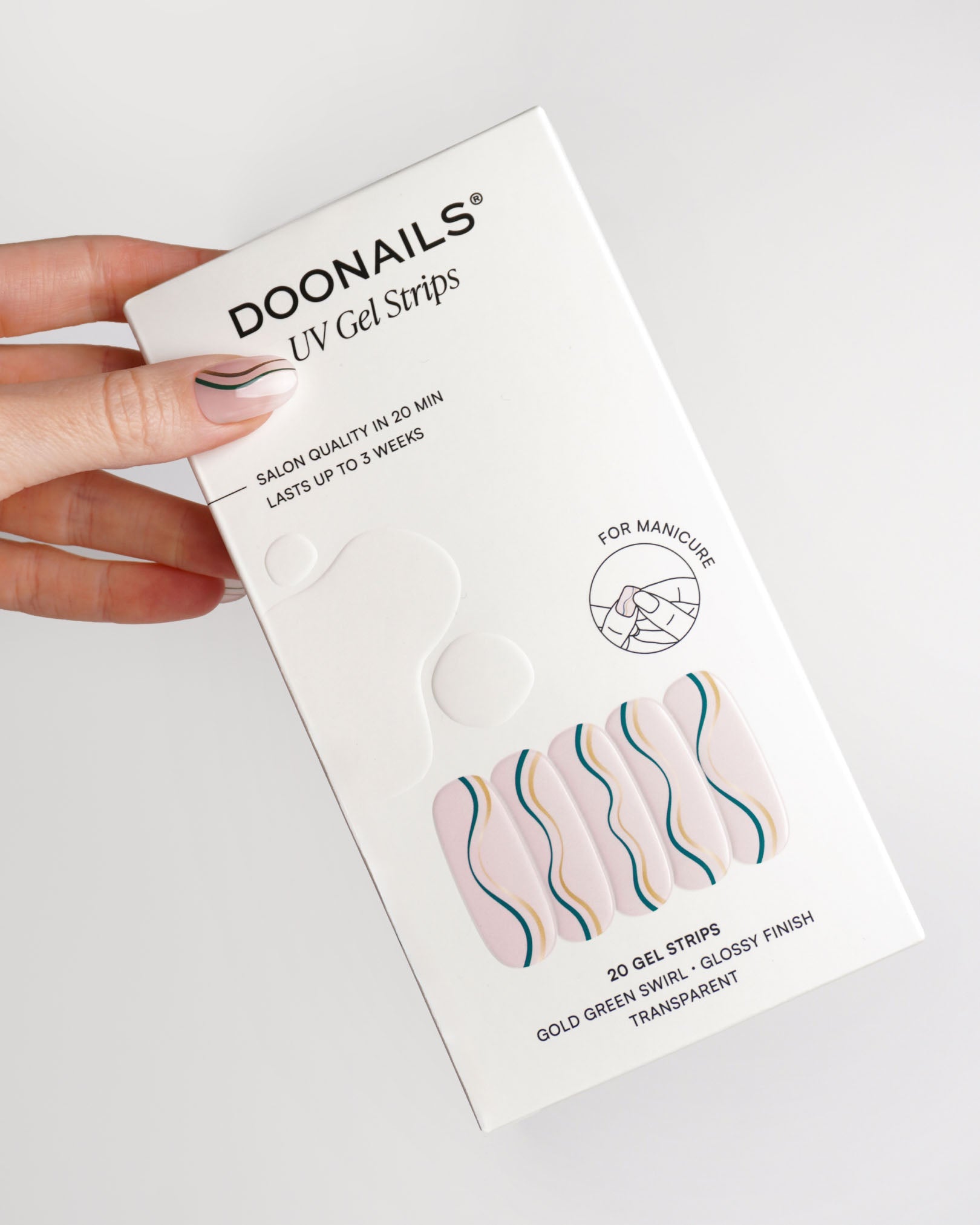 Gold Green Swirl Gel Strips - Doonails US