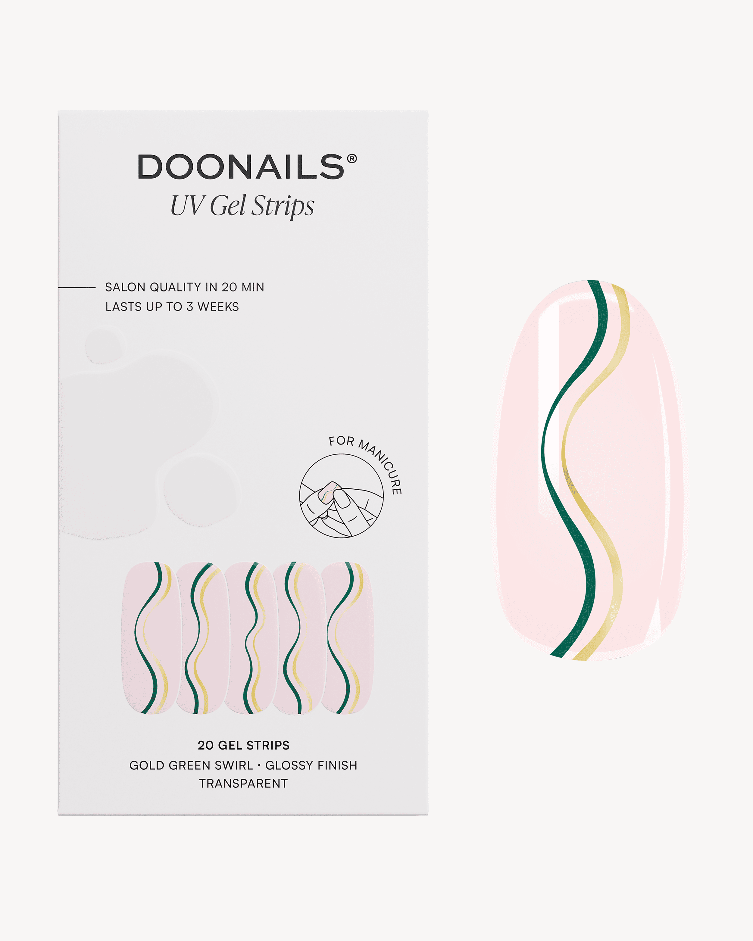 Gold Green Swirl Gel Strips - Doonails US