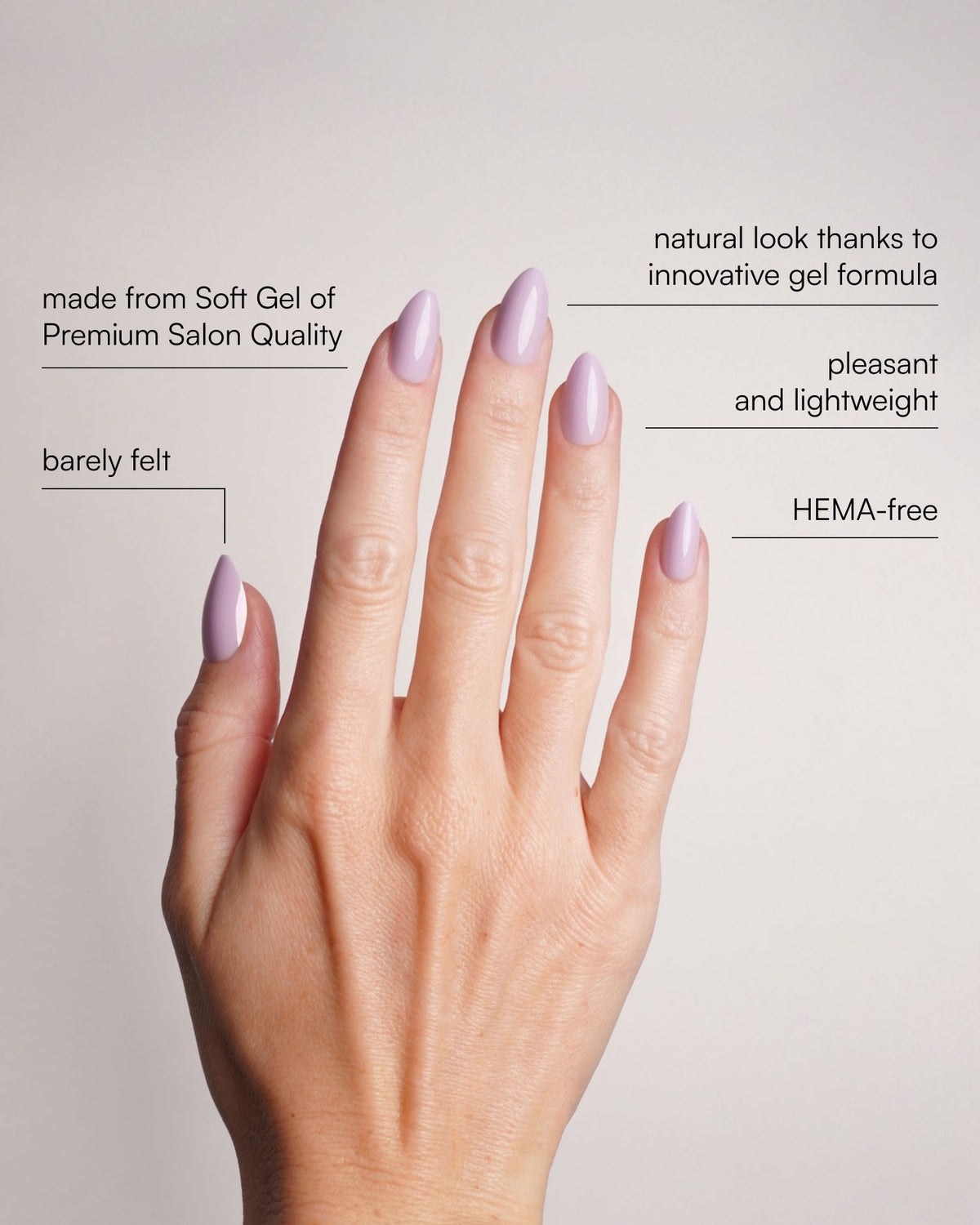 Lavender Mist Short Almond Soft Gel Press Ons