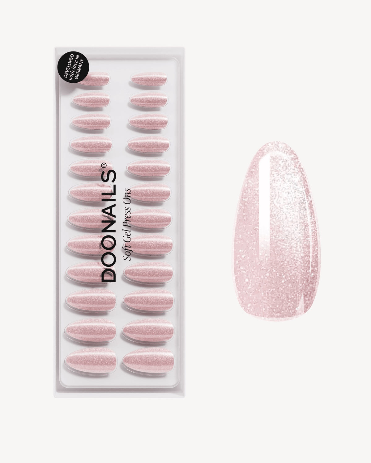 Rose Cateye Medium Almond Soft Gel Press Ons