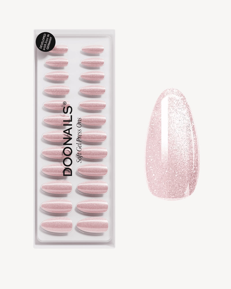 Rose Cateye Medium Almond Soft Gel Press Ons