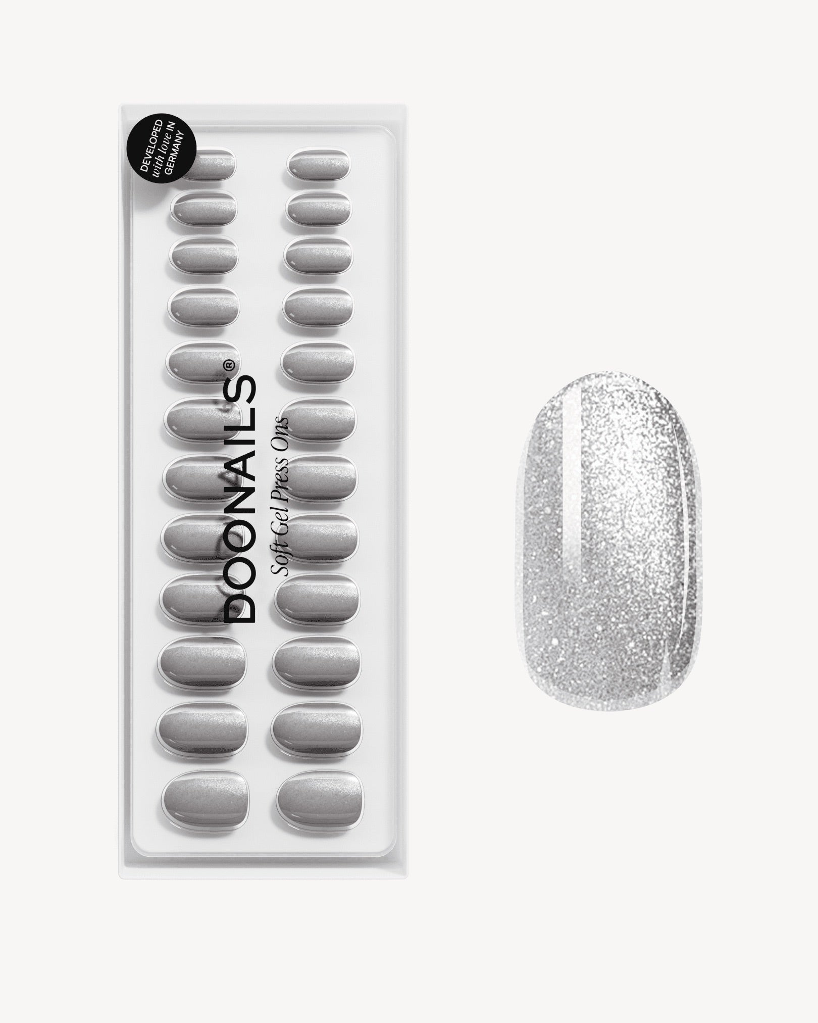 Grey Cateye Medium Round Soft Gel Press Ons