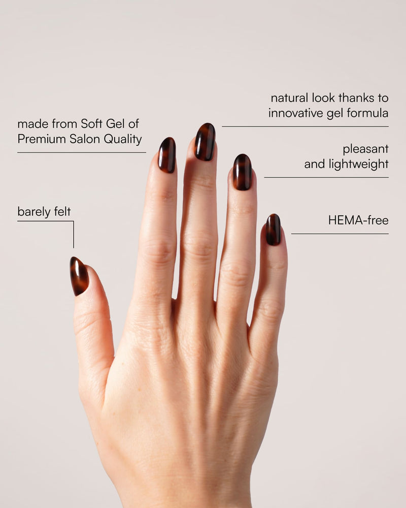 Mosaic Amber Medium Round Soft Gel Press Ons - Doonails US
