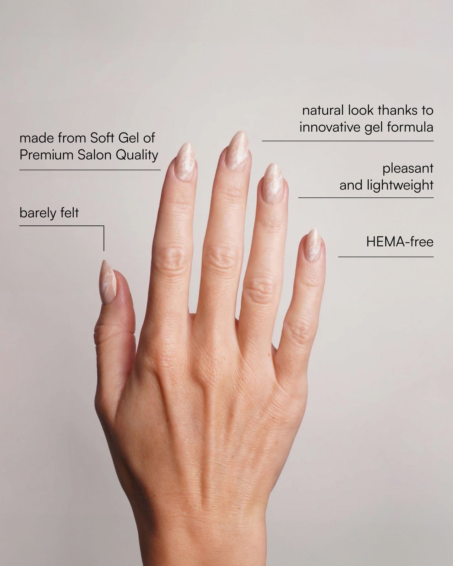 Nude Marble Short Almond Soft Gel Press Ons - Doonails US