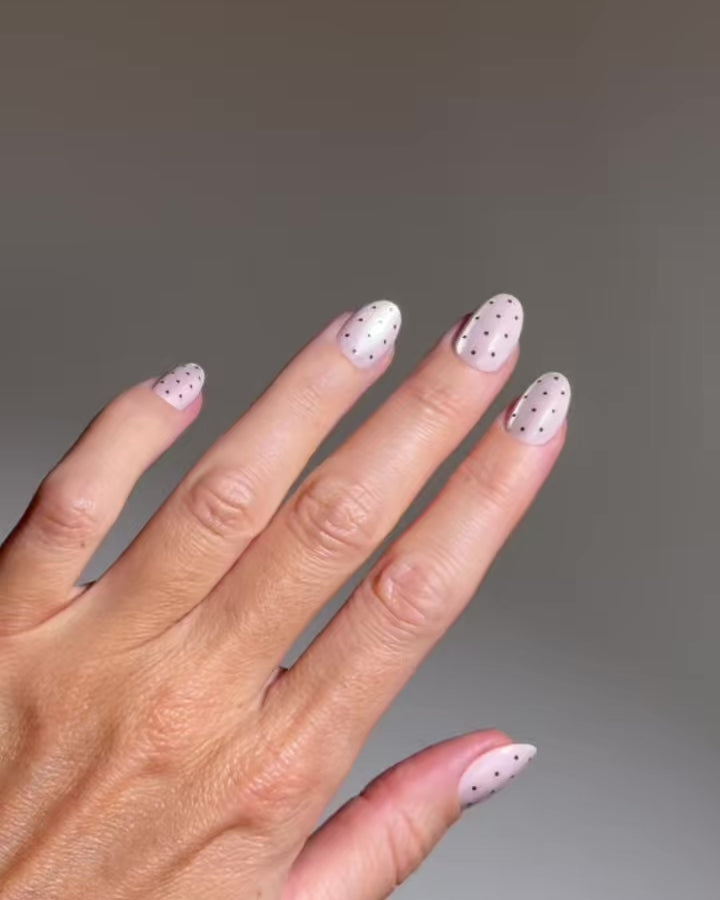 Blush Polka Dots Short Round Soft Gel Press Ons
