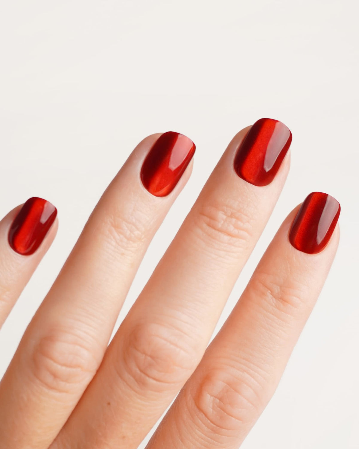 Red Cateye Extra Short Square Soft Gel Press Ons - Doonails US