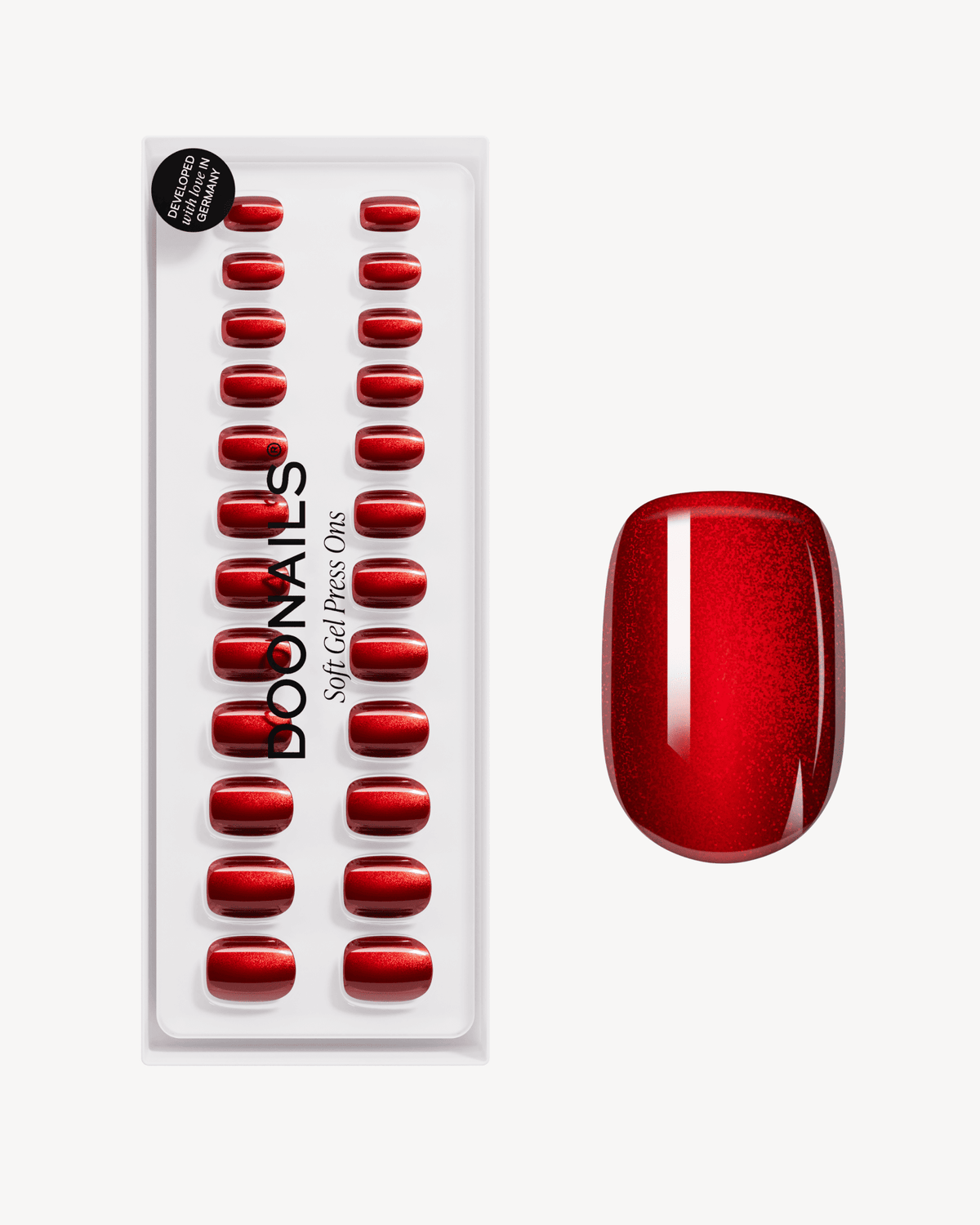 Red Cateye Extra Short Square Soft Gel Press Ons - Doonails US