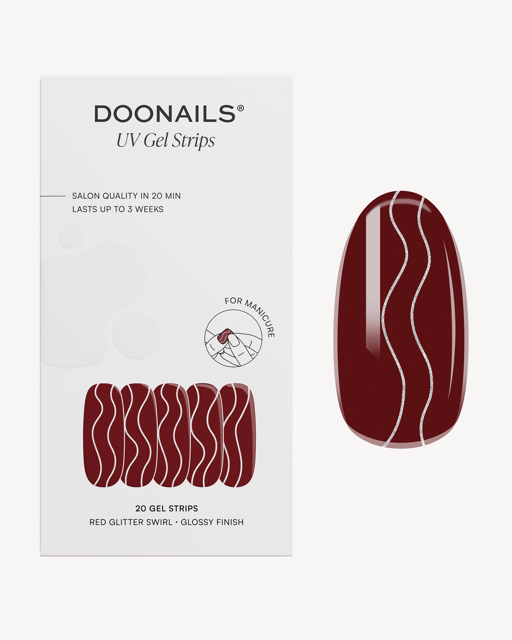 Red Glitter Swirl Gel Strips - Doonails US