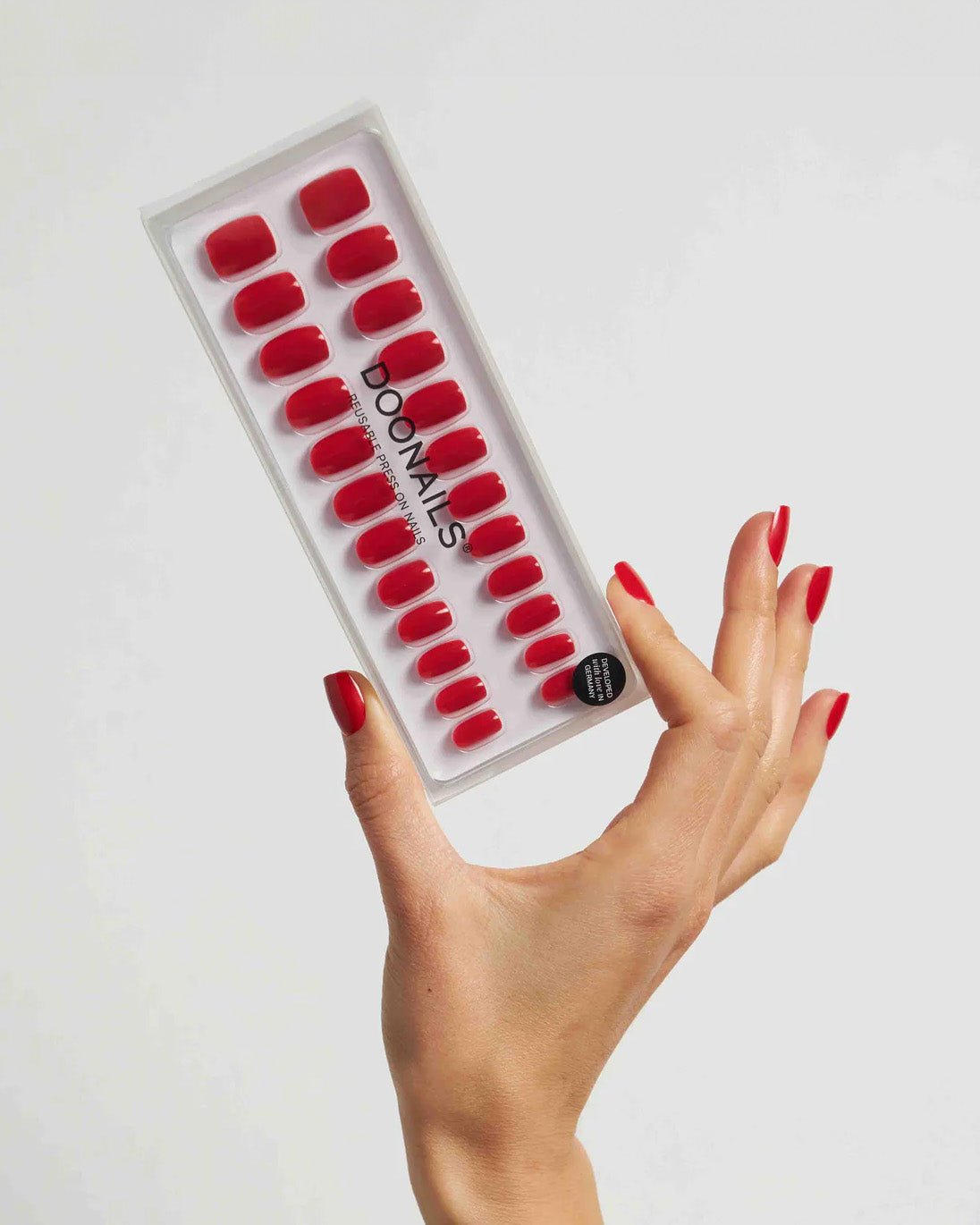 Rose Red Short Square Soft Gel Press Ons - Doonails US