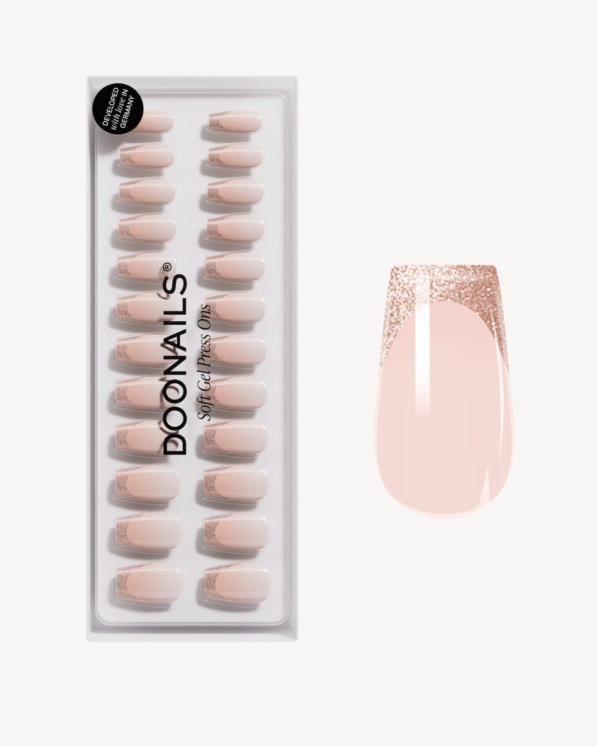 Rosegold Cateye French Short Coffin Soft Gel Press Ons - Doonails US
