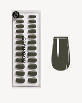 Khaki Short Coffin Soft Gel Press Ons