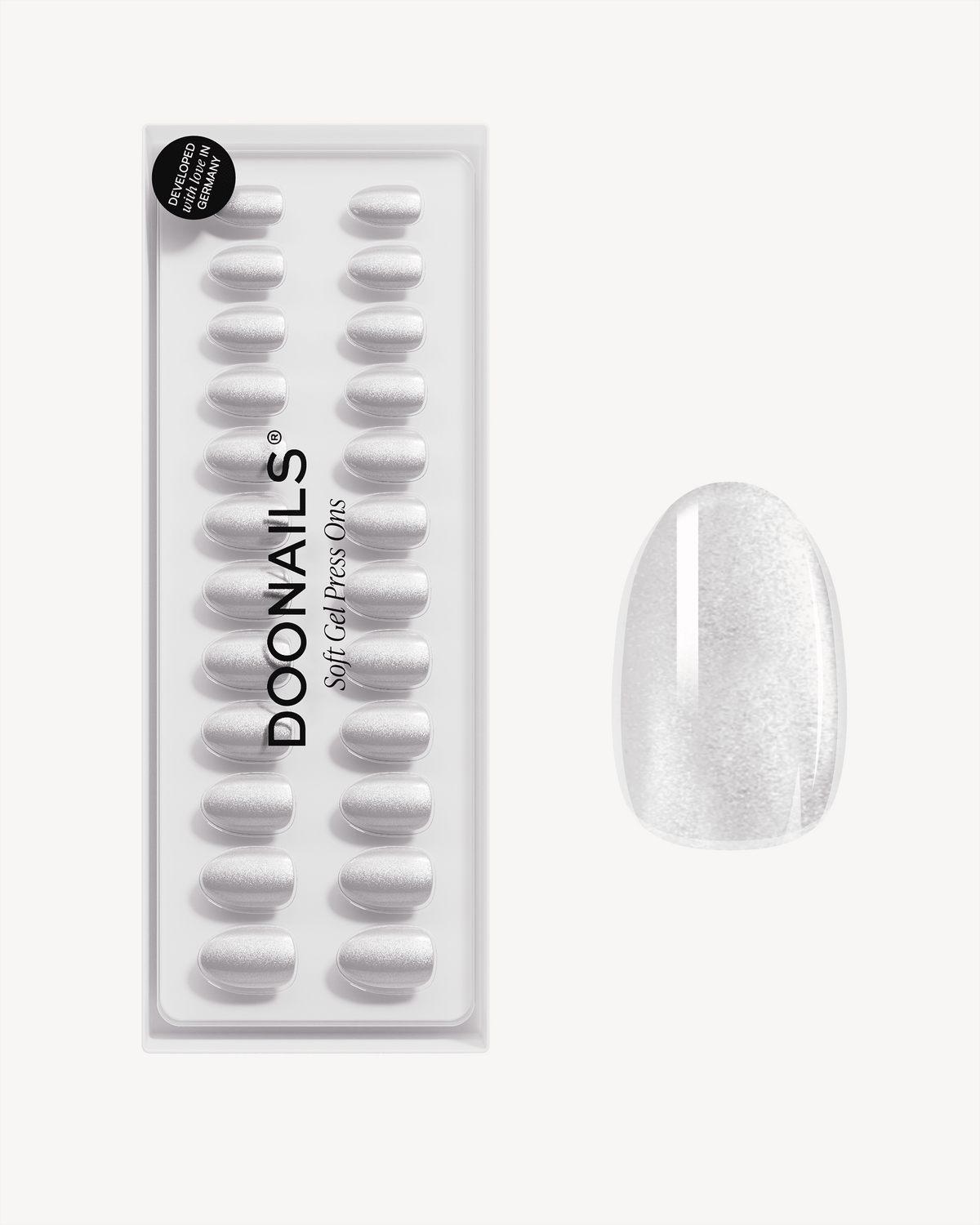 White Cateye Short Round Soft Gel Press Ons - Doonails US